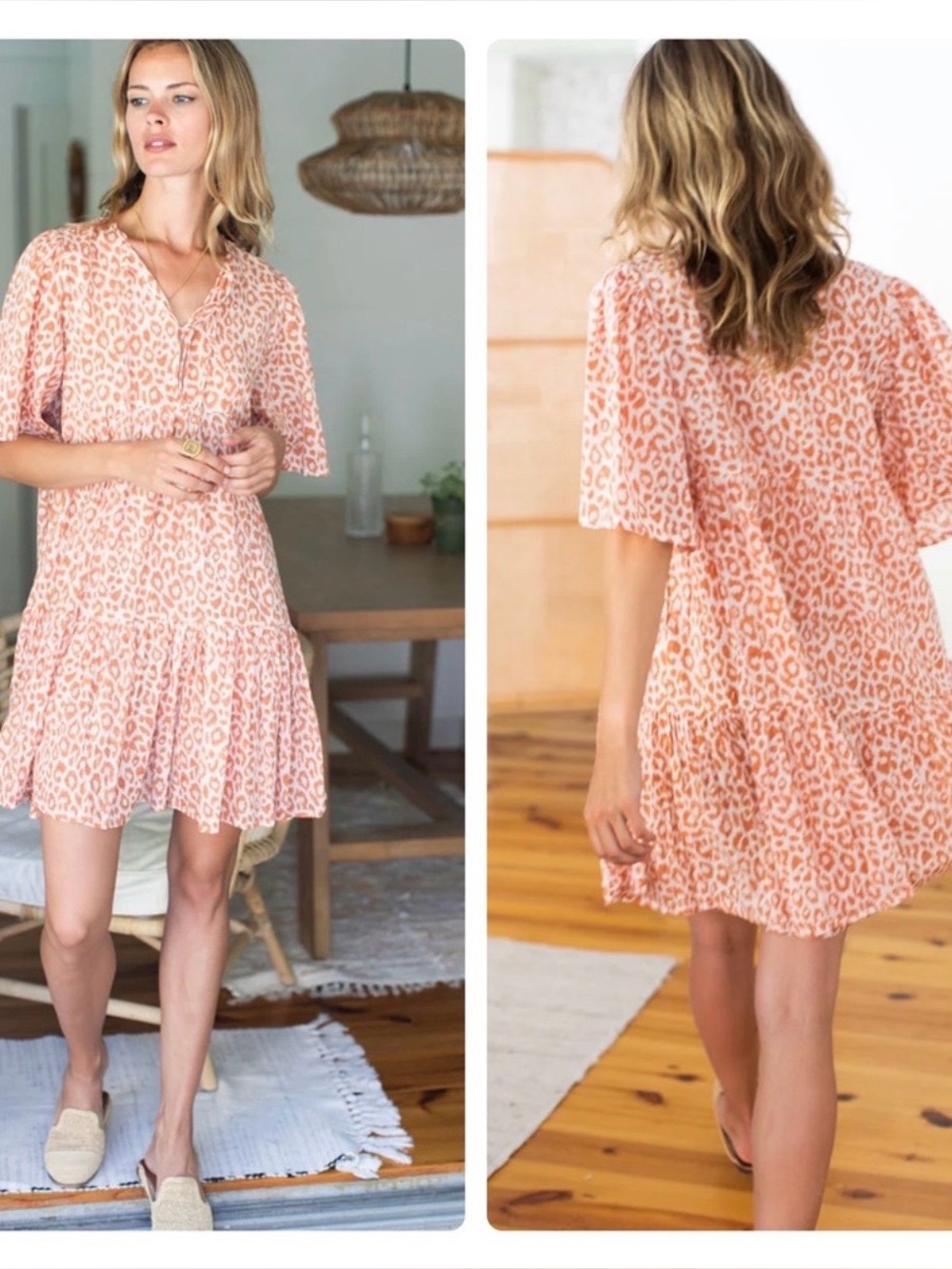 Emerson Fry Isla Dress Sunbaked Leopard Organic Size M/L NWT